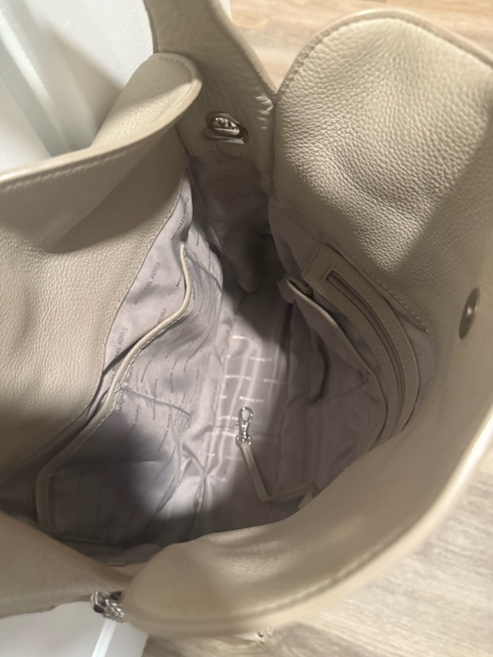 Michael Kors Beige Studded Leather Hobo Bag - Picture 7 of 7